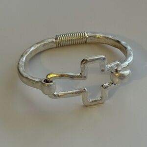 Silver Cross Cuff Bracelet